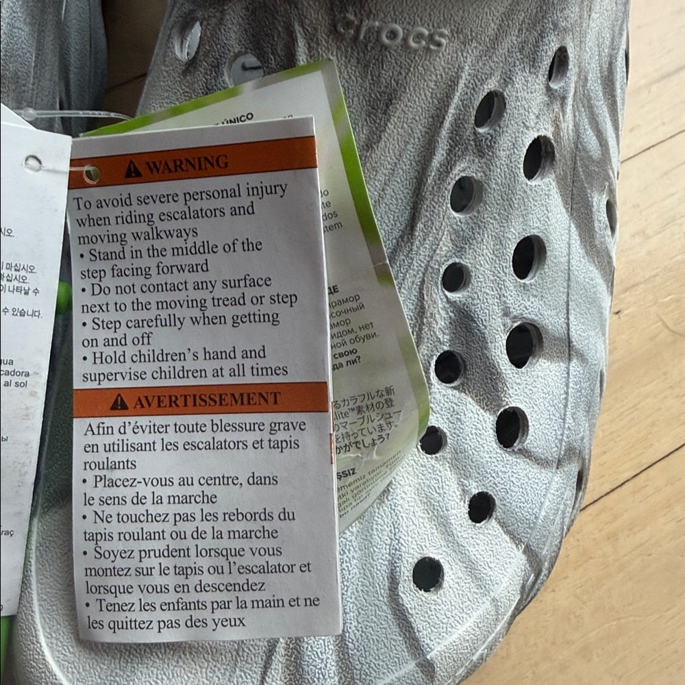 Crocs Echo Clog Marbled Grey‎ White Mens Size 13 Adjustable Turbo Strap NEW - Picture 15 of 16